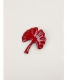 Red lacquered gingko brooch