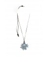 Large emerald gray-blue lacquered coral pendant