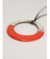 Large orange lacquered irregular ring pendant