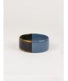 Bracelet plat en corne laqué gris-bleu