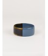 Gray-blue lacquered flat bracelet in horn