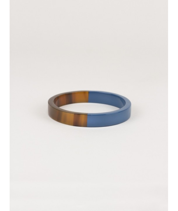 Gray-blue lacquered flat bangle bracelet