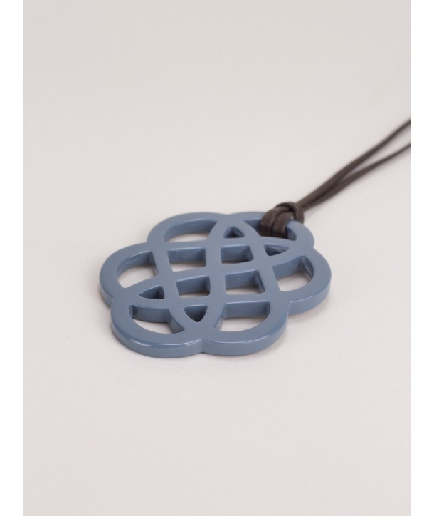 Gray-blue lacquered flower pendant