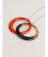 2 intertwined orange rings pendant with a chain