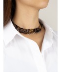 Collier ras de cou anneaux ovales plats en sabot