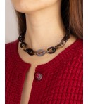 Collier ras de cou anneaux ovales plats en sabot