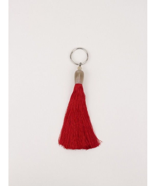 Keychain pompom horn and red thread 11cm