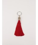 Porte clé pompon corne et fil rouge 11cm