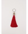 Porte clé pompon corne et fil rouge 11cm