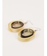 Oval earrings 3 interlocking circles of ribbon in blond and black horn