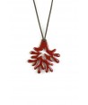 Large red lacquered coral pendant