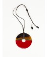 Round pendant in hoof and red laquer