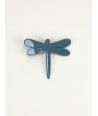 Dragonfly brooch in horn and blue-gray lacquer