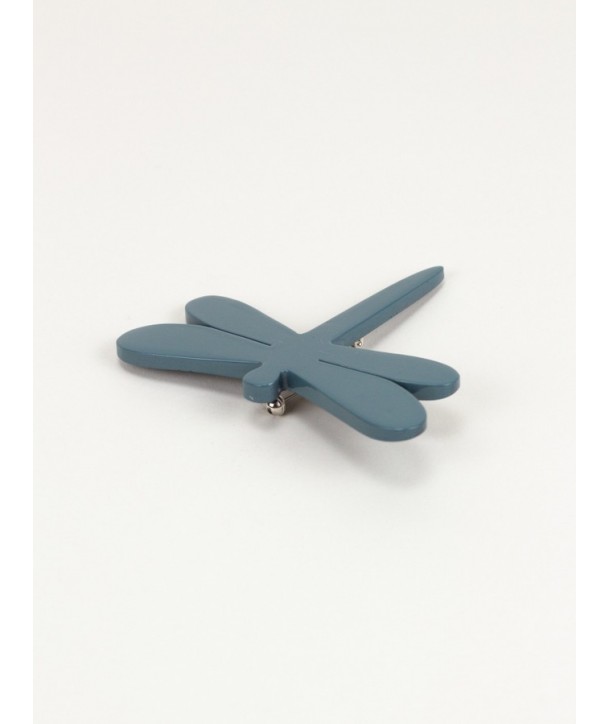 Dragonfly brooch in horn and blue-gray lacquer