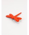 Dragonfly brooch in horn and orange lacquer