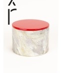 Large round box with wide red lacquered lid
