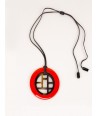Checkered pendant oval with orange lacquer