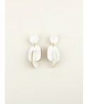 Boucles d'oreilles à clips mi-bois en corne blonde