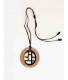 Oval hoof pendant with longevity patterns and coffee cream lacquer