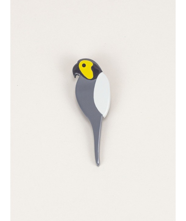 Ara bird pin in black horn 4 colors lacquer