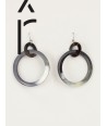 Big and small rings earrings in black and white horn