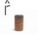 Large round box with lid in cinnamon lacquered grey anthracite