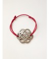 Cream coffee lacquered flower-shape wire bracelet