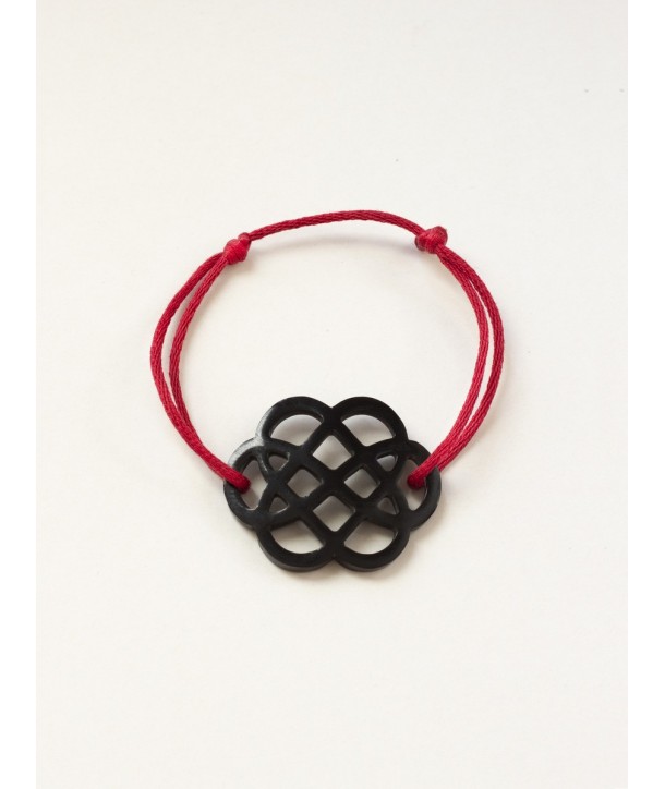 Bracelet fil fleur laquée noire