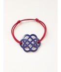 Indigo blue lacquered flower-shape wire bracelet