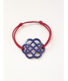 Indigo blue lacquered flower-shape wire bracelet