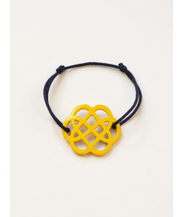 Bracelet fil fleur laquée jaune