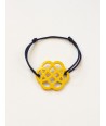 Yellow lacquered flower-shape wire bracelet