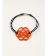 Orange lacquered flower-shape wire bracelet