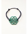 Emerald green lacquered flower wire bracelet