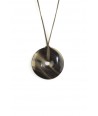 Perforated disc pendant in marbled black horn