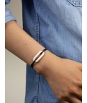 Oval cord bracelet with 1 hole in blond horn