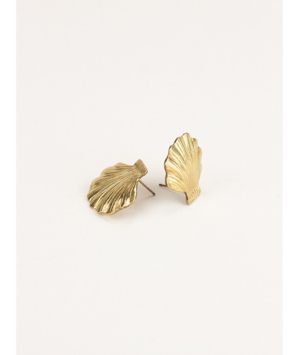 Shell earrings in brass with gold plated