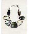 7-plate long necklace in marbled black horn