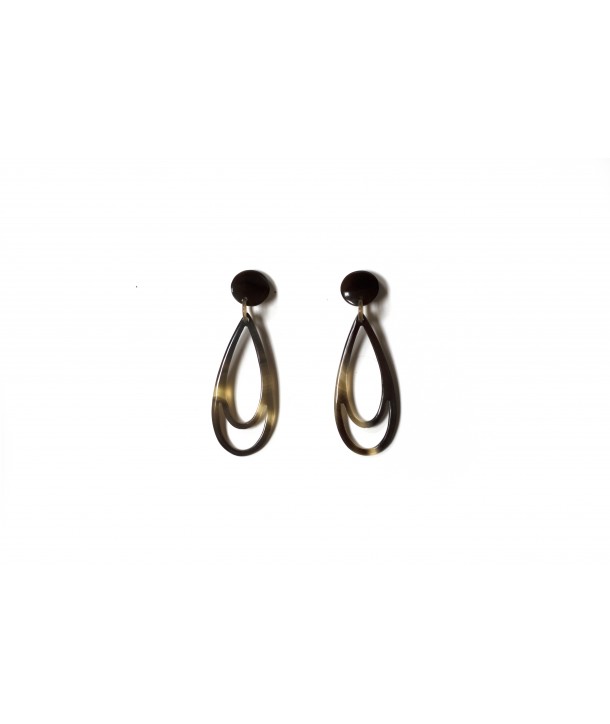 Pierced double teardrop earrings in buffalo hoof