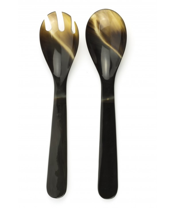 Big cutlery in black and blond horn