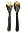 Small cutlery in black and blond horn