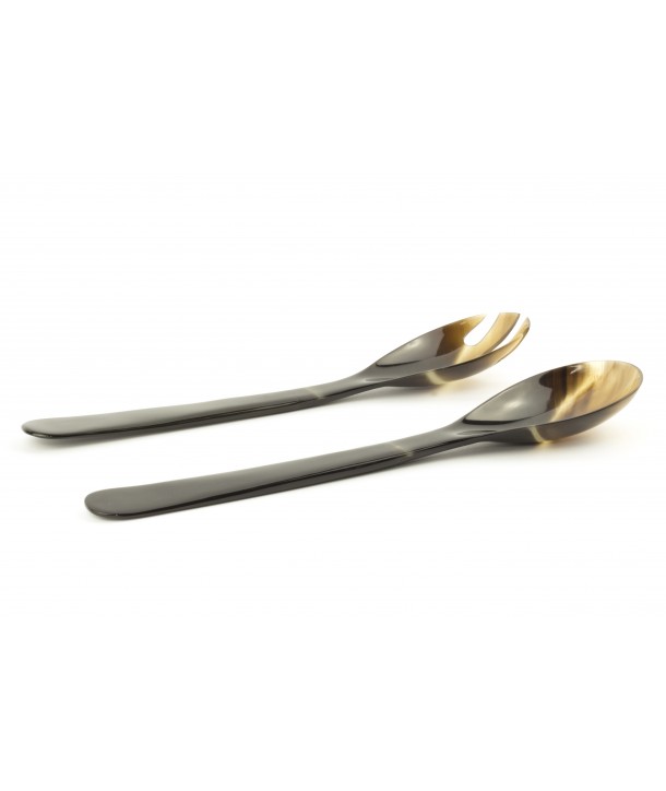 Small cutlery in black and blond horn