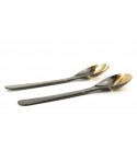 Petits couverts en corne noire et blonde