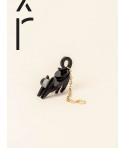 Cat ear charm in black horn and mother-of-pearl