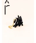 Dragon ear charm in black horn and mother-of-pearl