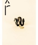 Bijou d'oreille Serpent en corne noire et nacre