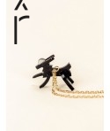 Goat charm for necklace in black horn and mother-of-pearl
