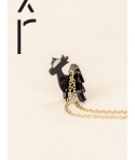 Pendentif Coq en corne noire et nacre