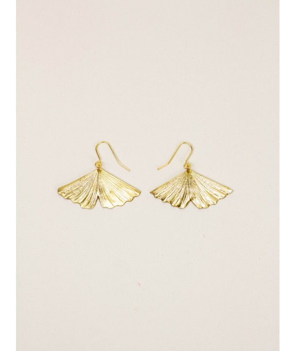 Gingko earrings in brass with gold plated