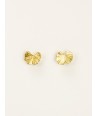 Gingko earrings with ear posts in brass with gold plated